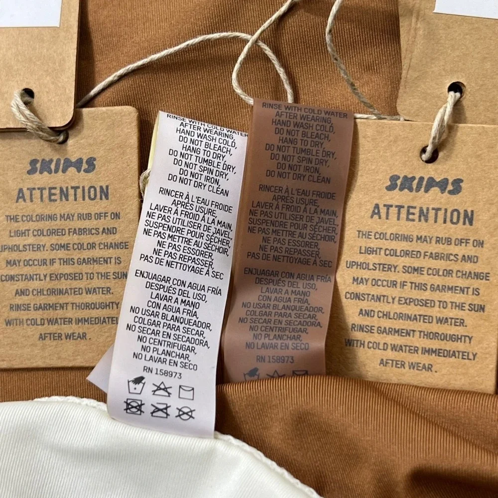 SKIMS Swim Cheeky Tanga Bottoms Lot of 2 Marble Almond Womens 2X